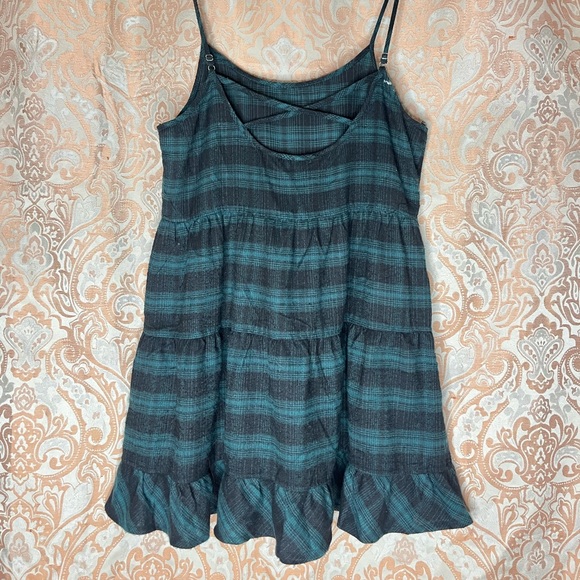 Forest Green Plaid Babydoll Dress - Picture 4 of 4